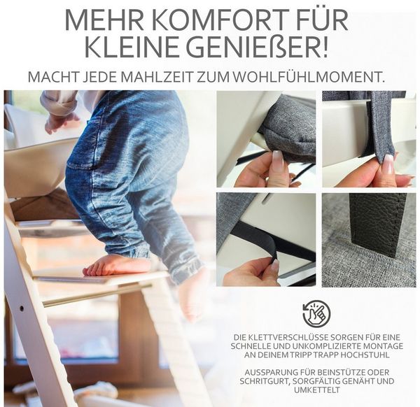 BambiniWelt by Rafael K. Hochstuhlauflage Ersatzbezug Bezug Sitzkissen kompatibel mit Stokke Tripp Trapp Mod. 1, (Rücken- und Sitzkissen)