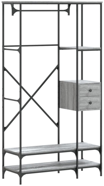 vidaXL Kleiderständer mit Ablagen Grau Sonoma Holzwerkstoff 847862