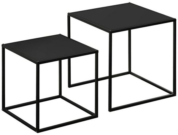 HOMCOM Couchtisch Quadratisch 2er Set, Satztisch Modern Wohnzimmertisch Stapelbar Kaffeetisch Beistelltisch für Wohnzimmer 40 x 40 x 40 cm & 35 x 35 x 35 cm Weiß