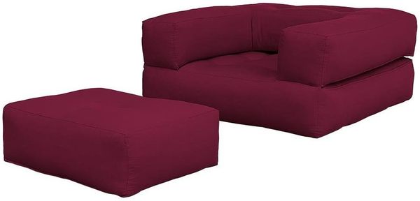 Karup Design Cube Futonsessel mit Hocker 90x190 cm Bordeaux 815710090190