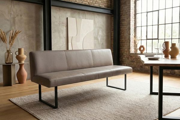 KAWOLA Esszimmerbank ELEEN Leder grau 243cm 85 x 69 x 243 cm