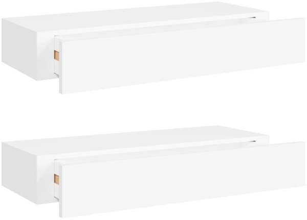 vidaXL Wandregale mit Schubladen 2 Stk. Weiß 60x23,5x10 cm MDF 330256