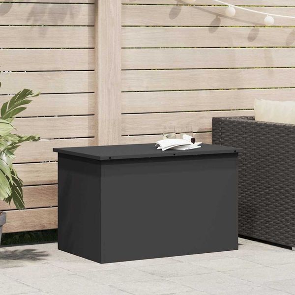 vidaXL Gartenlagerkissenbox Stahl 80 x 50,5 x 50 cm 180 Schwarz 874567