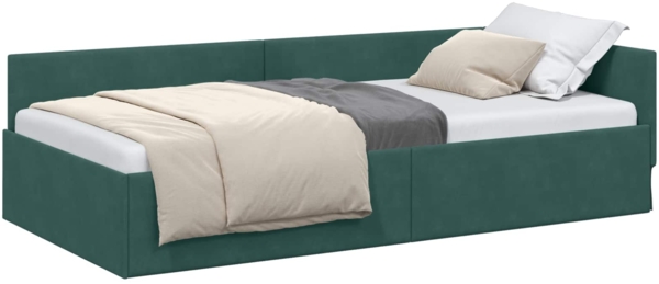 vidaXL Eckbettgestell Dunkelgrün 90 cm x 200 cm SamtundSperrholz 42016083