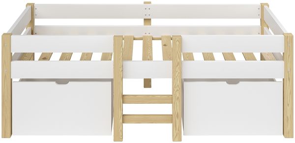 Bellabino 'Aspy' Halbhochbett 90x200 cm mit Matratze, weiß, Kinderbett mit 2 Schubladen, Rausfallschutz und Lattenrost, Hochbett mit Leiter Bild 11