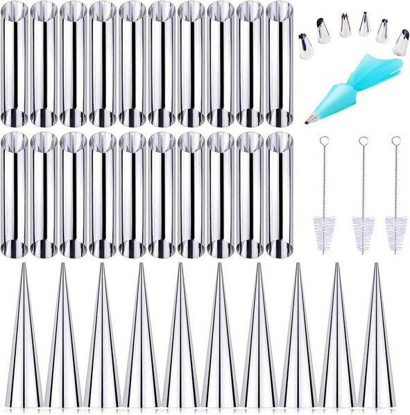 FELIXLEO Backform 41 Stück Cannoli Backformen Edelstahl Kegel Set, (1-tlg)