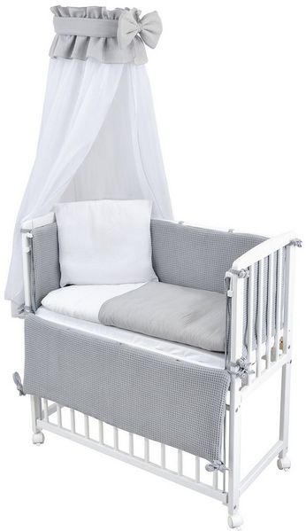 Baby-Delux Beistellbett Babybett verschiedene Designs, Stillbett 90x40 weiß höhenverstellbar, Matratze inkl. komplett Set