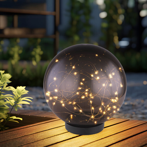 2x LED Solarlampe, Kugel-Form, Lichterkette, H 30 cm Bild 10