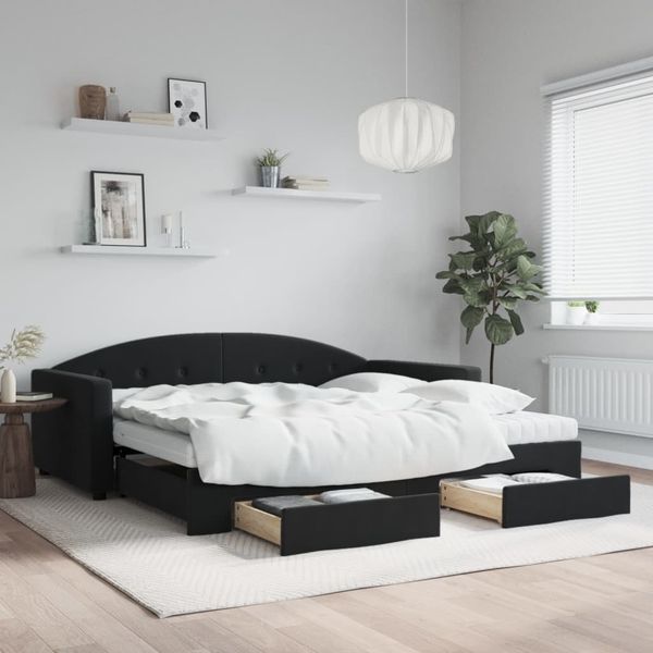 vidaXL Tagesbett Ausziehbar mit Schubladen Schwarz 100x200 cm Samt 3197384