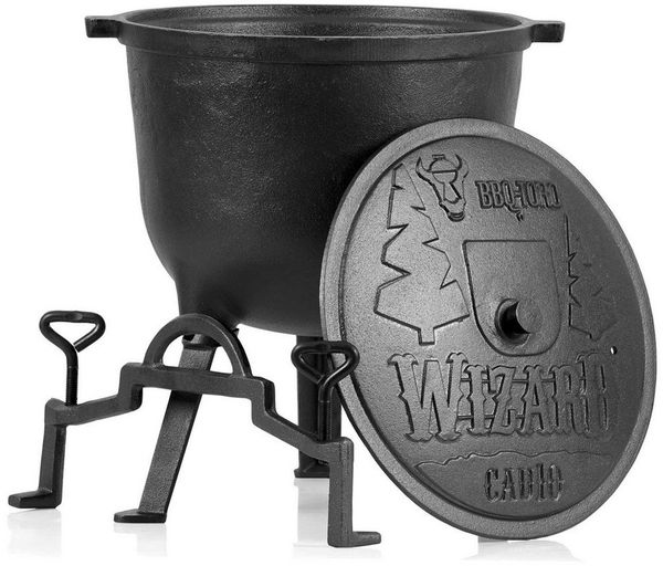 BBQ-Toro Grilltopf Zauberkessel "Wizard", 10 Liter, Gusseisen Kochtopf mit drei Beinen, D, Gusseisen