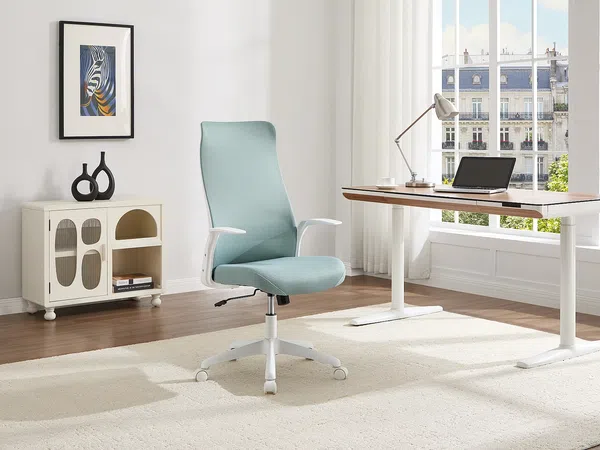 Vente-unique - LATYRA Office chair Stoff BlauWeiß - B 63 cm x H 118 cm110 cm x L 59,5 cm