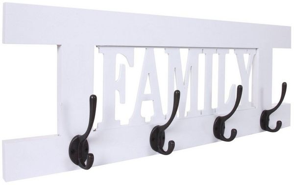 MCW Garderobenpaneel Familie-MCW-C60, Shabby-Look, Kleiderhaken individuell anbringbar
