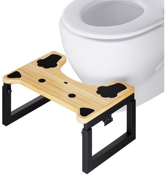 Yorbay Badhocker Toilettenhocker aus Massivholz, 3-fach verstellbar, klappbar, bis 226 kg – für Kinder & Erwachsene