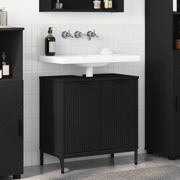 vidaXL Waschbeckenschrank Schwarz 60,5 x 33,5 x 61 cm Holzwerkstoff 883415