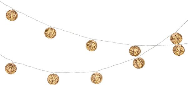 Lumineo LED-Lichterkette, LED Lichterkette 10 Leopard-Lampions Outdoor 2,7m Batterie Warmweiß