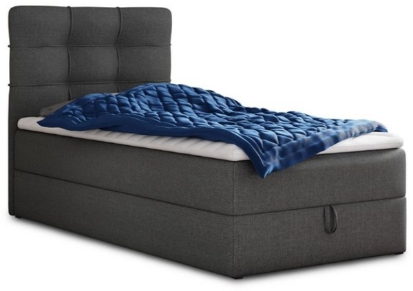Boxspringbett Best Mini mit Bettkasten und Matratzentopper - Einzelbett mit Bonell-Matratze und Topper, Polsterbett, Bett, Schlafzimmer (Dunkelgrau (Inari 94), 100 x 200 cm) Bild 4