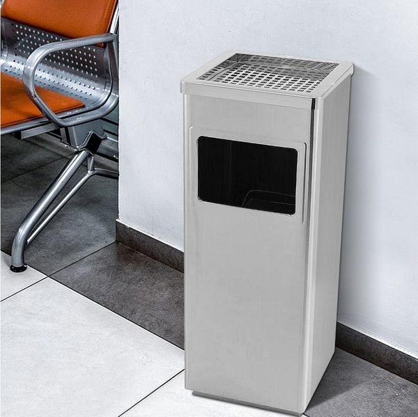 JEOBEST Mülleimer 35L Standaschenbecher Aschenbecher mit Mülleimer, (2-St, Eckig) Edelstahl, Abfalleimer mit Inneneimer