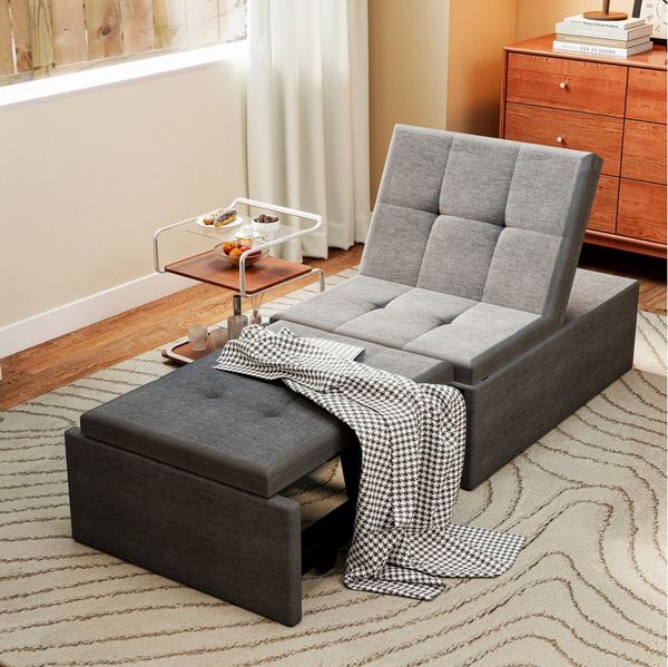 oyajia Schlafsofa Relaxsessel mit Liegefunktion,Sofabett,verstellbar Rückenlehne, Ergonomisch, Max. bis 180KG