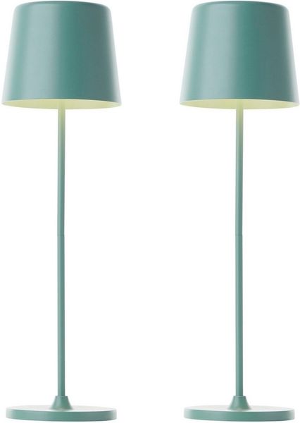 Brilliant LED Tischleuchte Kaami - mobile LED Außen Akku Tischlampe 2er-Set, Dimmfunktion, mehrere Helligkeitsstufen, LED fest integriert, Warmweiß, 310 lm, Touchdimmer, USB, Akku, Outdoor, Indoor, Akkuleuchte 37cm hoch