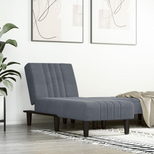 vidaXL Chaiselongue Dunkelgrau Samt 352827