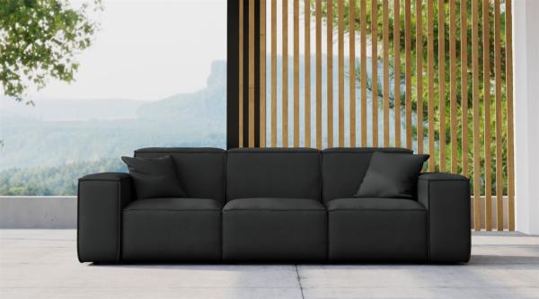 Gartensofa Loungesofa Sofa 3-Sitzer SUMMER wetterfester Stoff NXL Schwarz