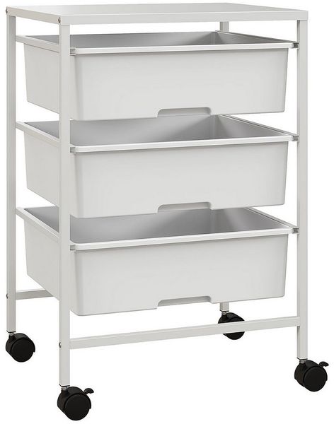 HOMCOM Servierwagen mit 3 Etagen, Griffe, (Rollwagen, 1 St, Aufbewahrungswagen), für Küche, Wohnzimmer, 40,8 x 33,5 x 60,5 cm, Weiß