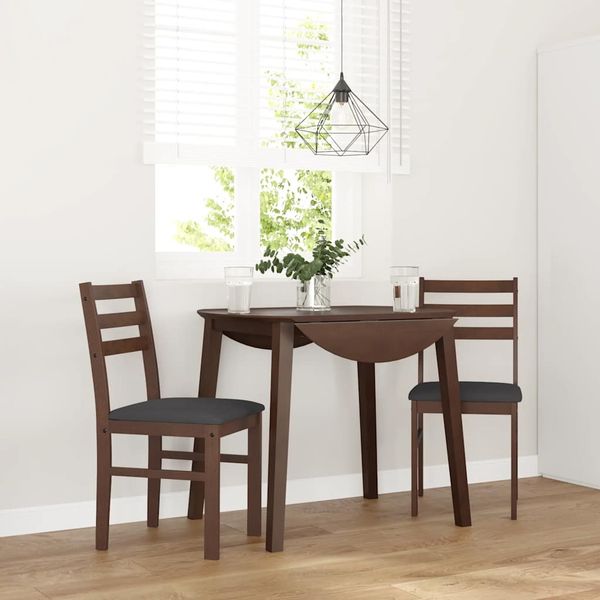 vidaXL Esszimmerstühle mit Kissen 2 Stk. Braun Massivholz Gummibaum 4102418
