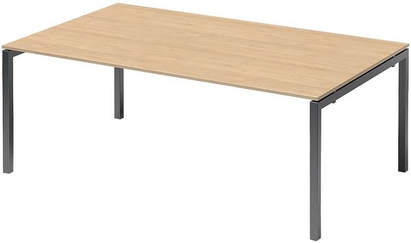 BISLEY Cito Chefarbeitsplatz/Konferenztisch, 740 mm höhenfixes U-Gestell, Metall, Mp334 Dekor Ahorn, Gestell Anthrazitgrau, 120 x 200 x 85 cm