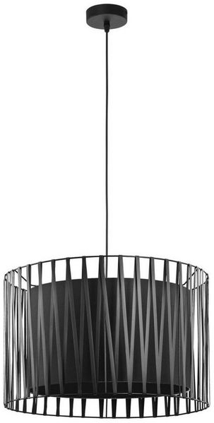 Licht-Erlebnisse Pendelleuchte LUND, ohne Leuchtmittel, Hängelampe Schwarz Metall Stoff 3-flammig stylisch Esstisch