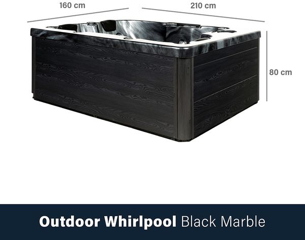 HOME DELUXE Outdoor Whirlpool BLACK MARBLE - Mit Treppe und Thermoabdeckung Bild 11