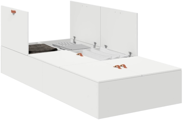 vidaXL Aufbewahrungsbettgestell Weiß 90 x 190 cm Holzwerkstoff 3335405