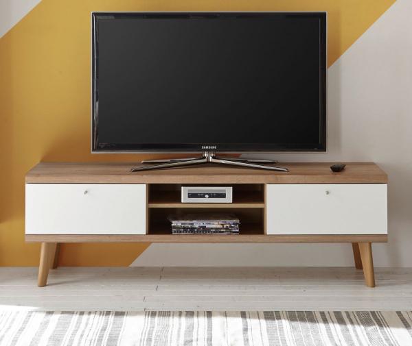 TV-Lowboard Helge in weiß und Eiche Riviera 160 x 50 cm Bild 2