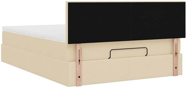 vidaXL Ottomane Bett mit Matratze & LEDs Creme 140x200 cm Stoff 3312234 Bild 12