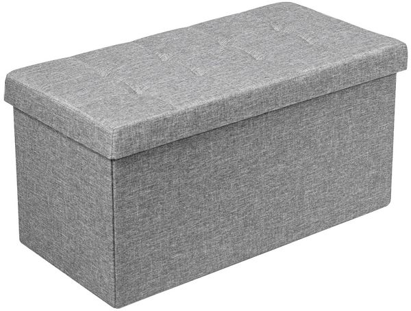 Sitzhocker mit Stauraum Klappbare Sitzbank Schuhbank mit Gepolsterter Sitzfläche Sitztruhe Hellgrau