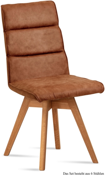 Esszimmerstuhl drehbar (6er-Set) Doris 47x92x60 Eiche geölt/Cognac