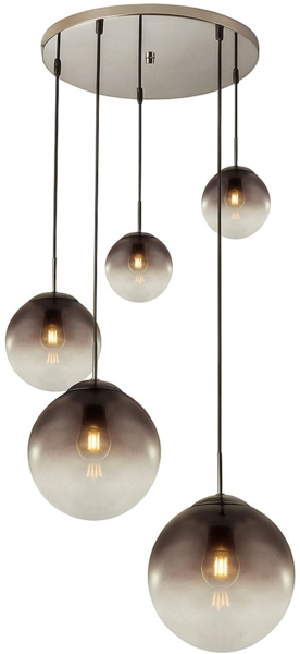 Hängelampe, Glaskugeln rauch, Höhe 150 cm