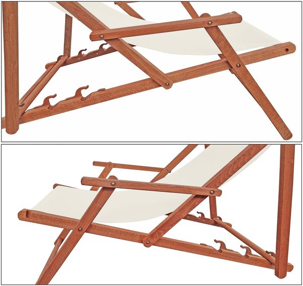 Sonnenliege weiß Liegestuhl Fußablage Gartenliege Holz Deckchair Strandstuhl Gartenmöbel 10-303 F Bild 5