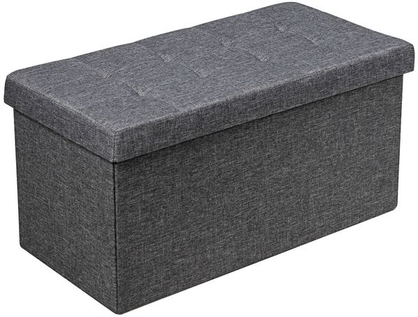 Sitzhocker mit Stauraum Klappbare Sitzbank Schuhbank mit Gepolsterter Sitzfläche Sitztruhe Dunkelgrau