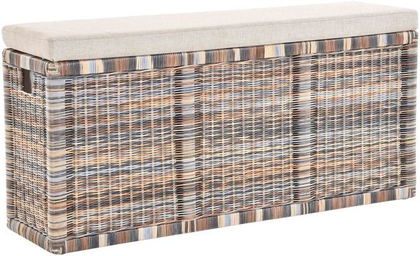Krines Home Wäschetruhe Breite Sitzbank mit Stauraum Sitztruhe Natur-Rattan Wäschekorb Flur, Sitzbank mit Stauraum