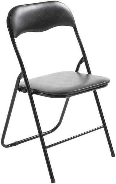 Klappstuhl PARIS - Kunstleder Schwarz/schwarz 45x45x78 cm | Basic Küchenstuhl Gartenstuhl Klappbar Esszimmerstuhl Tragbar
