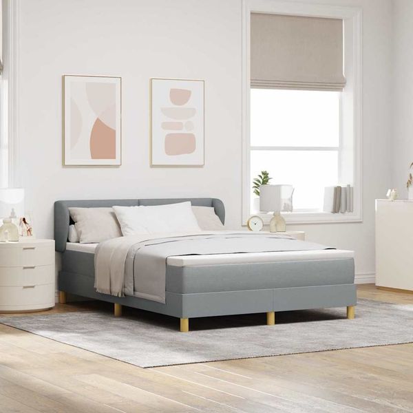 vidaXL Boxspringbett mit Matratze Hellgrau 140 x 200 cm Stoff 3340213
