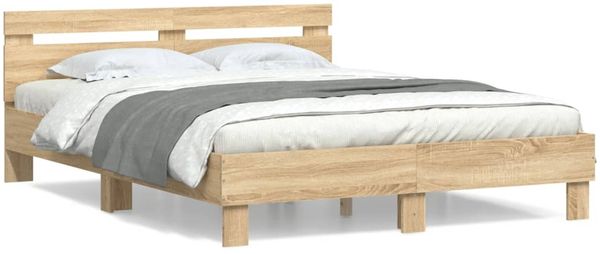 vidaXL Bettgestell mit Kopfteil Sonoma-Eiche 150x200 cm Holzwerkstoff 3207415