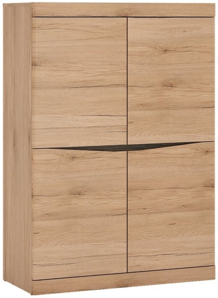 Highboard mit 4 Türen SANFORD-129 in Eiche hell Nb, B/H/T: ca. 86/123/40 cm