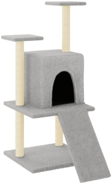 vidaXL Kratzbaum mit Sisal-Kratzsäulen Hellgrau 110 cm 172038