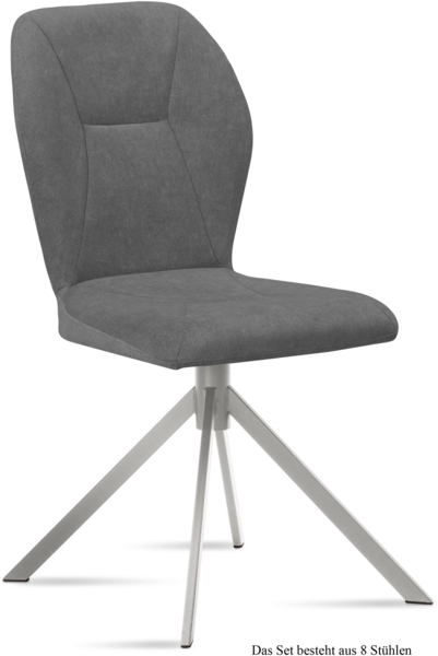 Esszimmerstuhl (8er-Set) Dorthy 51x92x60 Edelstahl/Grau