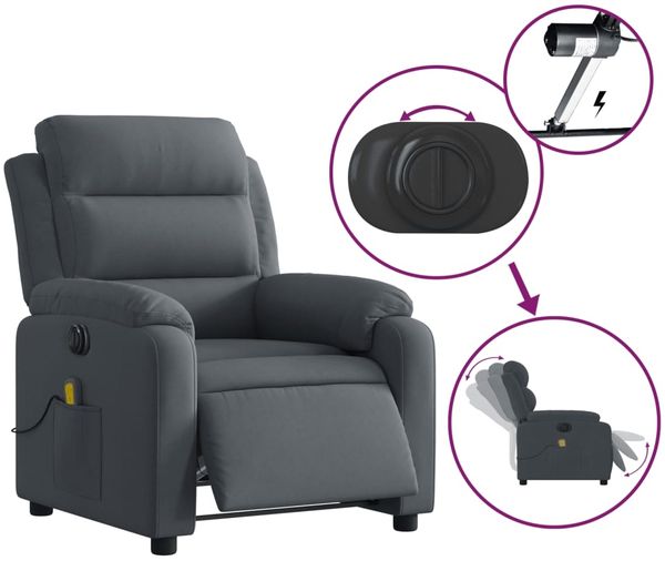 vidaXL Massagesessel Elektrisch Dunkelgrau Samt 3205082 Bild 5