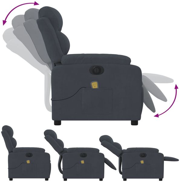vidaXL Massagesessel Elektrisch Dunkelgrau Samt 3205082 Bild 6