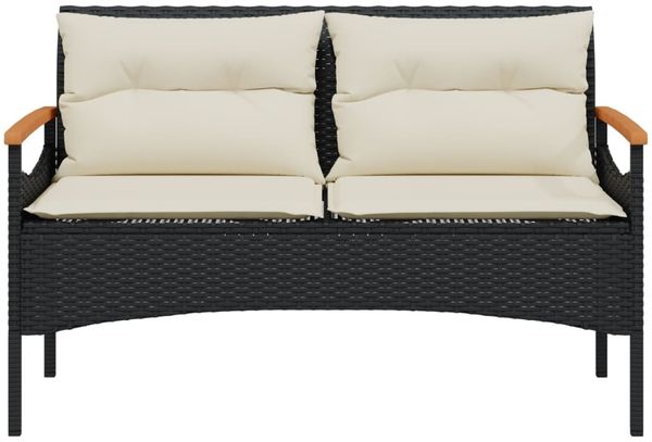 vidaXL 4-tlg. Garten-Sofagarnitur mit Kissen Schwarz Poly Rattan 368398 Bild 4