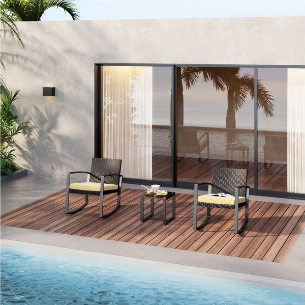 Bealife Balkonset Gartenlounge-Set, (3-tlg), 1 Tisch und 2 Stühle, Rattan Gartenmöbel