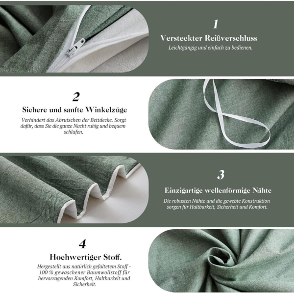 SOULFUL Bettwäsche 135x200 Salbei Grün 4tlg. Baumwolle Stone Washed Bild 6